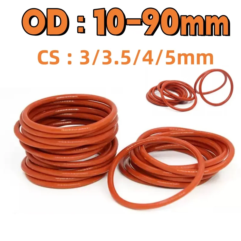 Leijiu Roter O-Ring Dicke CS 3/3,5/4/5mm Lebensmittelqualität Silikon-Dichtungsscheiben VMQ Wasserdichte Unterlegscheibe Außendurchmesser 10mm-90mm – Detail 1