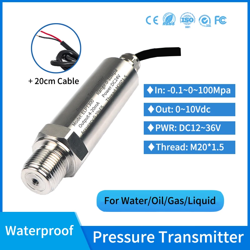 

0-10v Water Oil Fuel Tank Pressure Transducer Waterproof Pressure Sensor Hydraulic Strain Gauge ip68 Pressure Transmitter Price