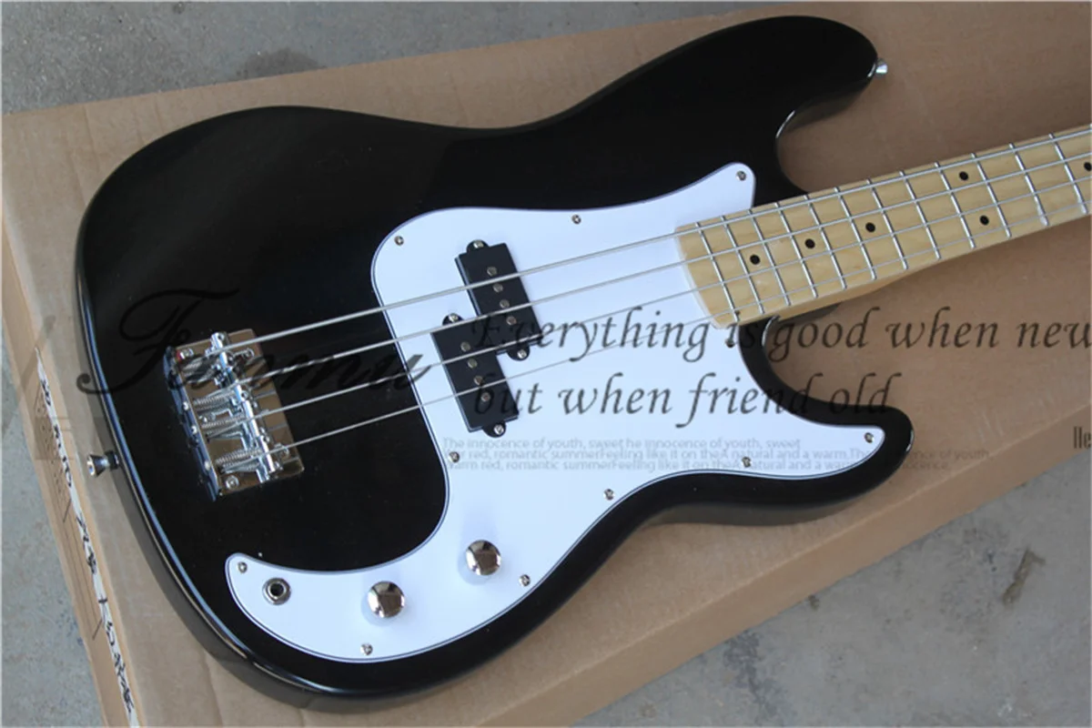 4 strings bass, metal blue body or black body maple  neck,maple fingerboard,mirror pickguard white pickguard can change color