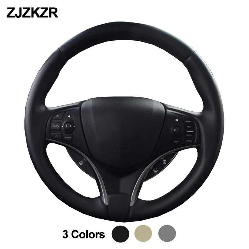 Envoltura de cubierta de microfibra para volante de coche, trenza automática para Acura MDX 2016, 2017, 2018, 2019, 2020, Beige, gris oscuro, negro