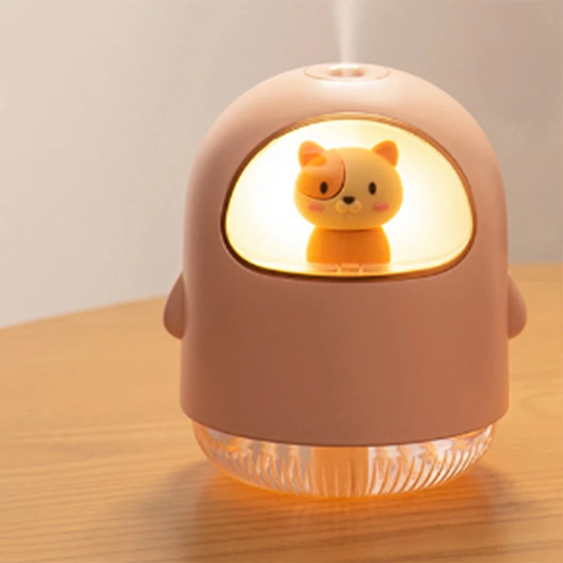 Humidificador USB Space Cat, Mini lámpara de ambiente de dibujos animados, pulverizador silencioso, aire acondicionado, humidificador de agua para habitación