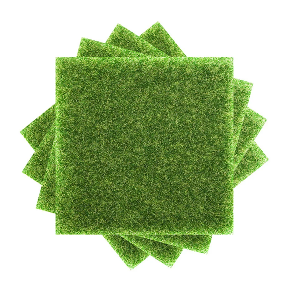 

4 Pcs Artificial Lawn Sand Table Turf Fake Grass Mat Plastic for Model Decoration