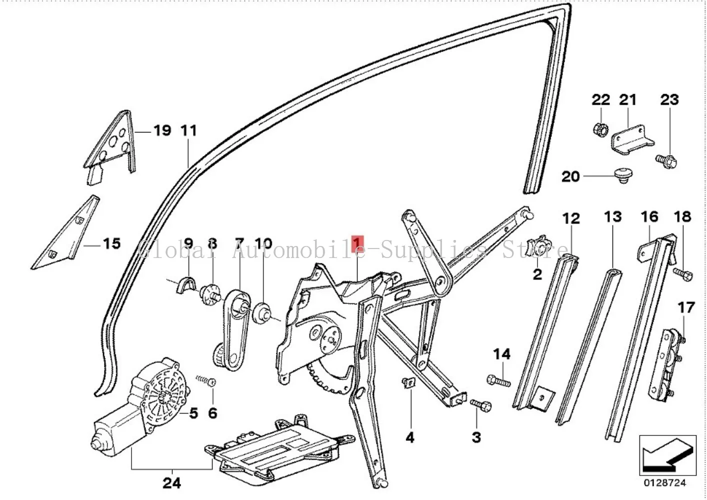 Power Window Regulator Front Left 51331977609 for BMW E36 316i 318i 318ti 320i 323i 323ti 325i 328i M3 1990-2000
