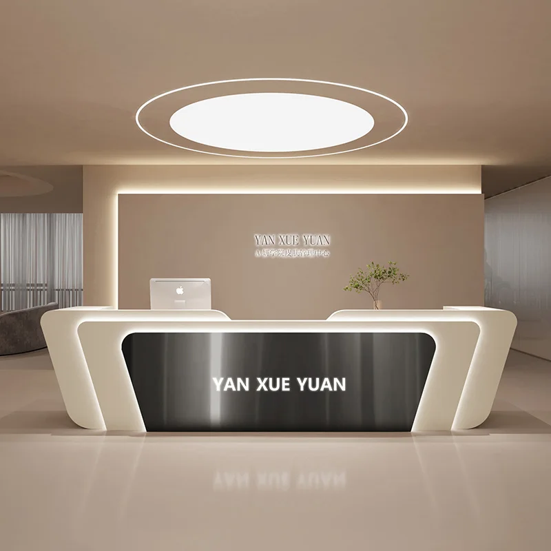 Mostrador de recepción de caja de acero inoxidable, barra Dental de belleza moderna y sencilla, institución de entrenamiento, empresa, muebles Empfangs Theke