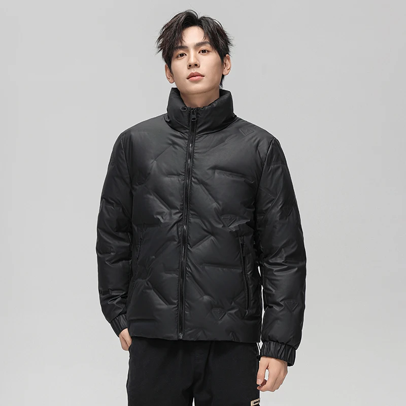

Мужская пуховая куртка 2025: легкая, повседневная, без капюшона, с воротником-стойкой, теплая, морозостойкая, модная мужская одежда