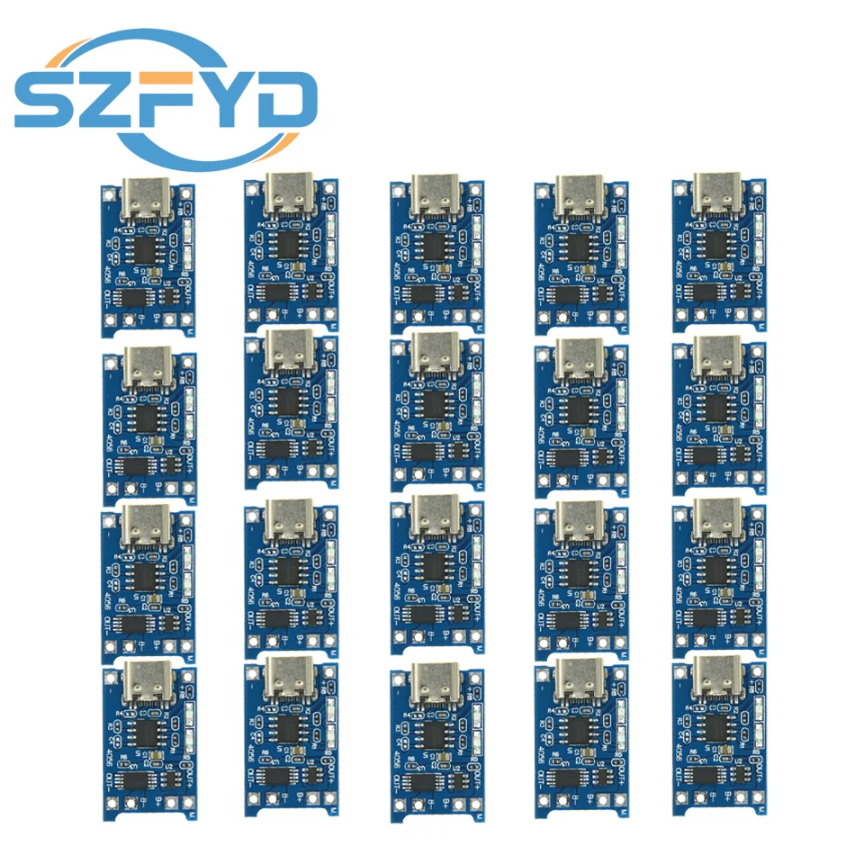 1-20pcs TP4056 1A Lithium Battery Charging Board Module 18650 TYPE-C USB Interface Charging Protection Two-in-one