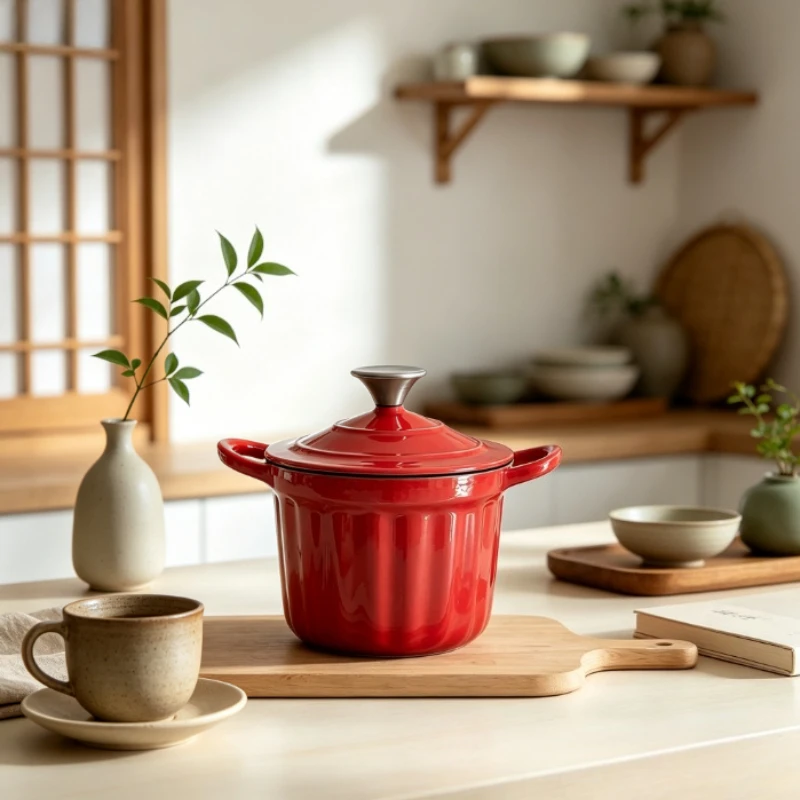 Enameled Cast Iron Pot 16cm, Multi-Function Rice Stew Soup Pot, Dutch Oven for Congee, Bird's Nest, Nourishing Soup, Home Use