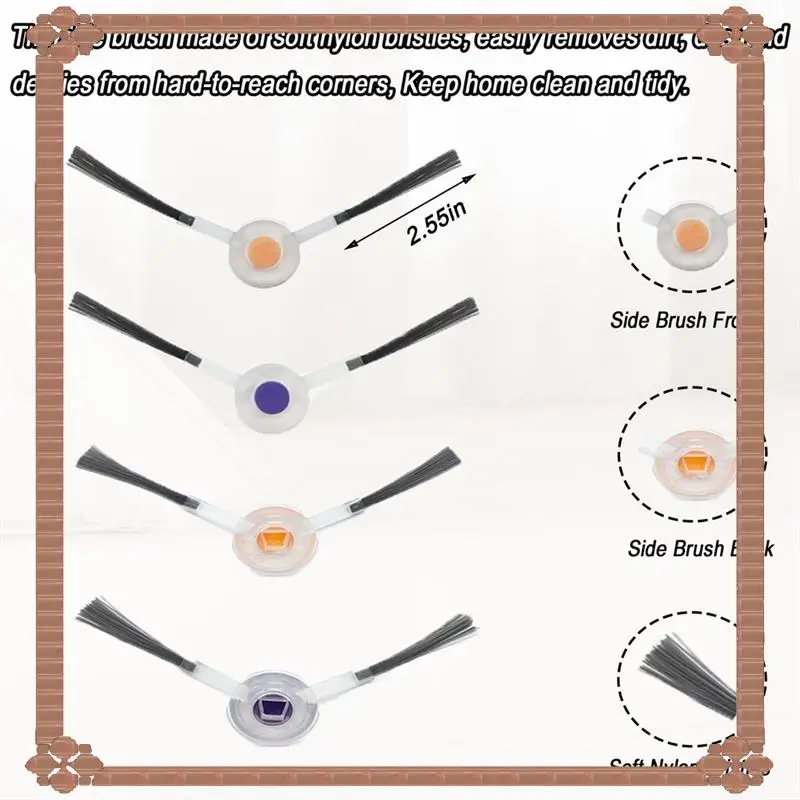 24-Hour Delivery Replacement Parts Set For Narwal Freo X Ultra Z Ultra Robot Vacuum Cleaner-Main Brush, Filter, Dust Bag, Side B