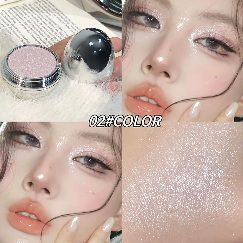 Paleta de iluminador facial de 4 cores, paleta de iluminador facial de alto brilho, acabamento de brilho natural, pó cozido suave com brilho de pérola