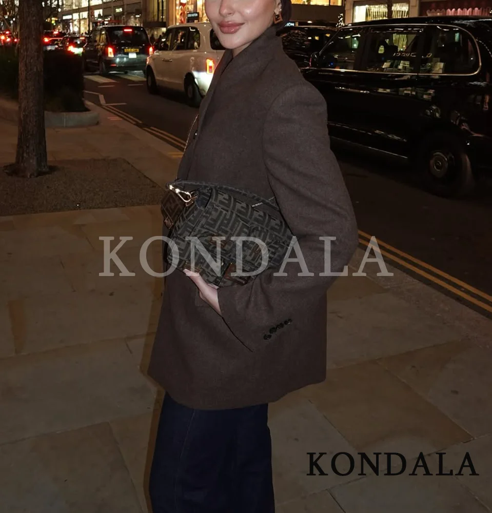 KONDALA เสื้อเบลเซอร์สไตล์วินเทจสำหรับผู้หญิง รุ่นใหม่ปี 2026 เสื้อสูทเบลเซอร์กระดุมเดี่ยวสุดอินเทรนด์ แฟชั่นฤดูใบไม้ผลิ เสื้อเบลเซอร์ผู้หญิงสุดหรู