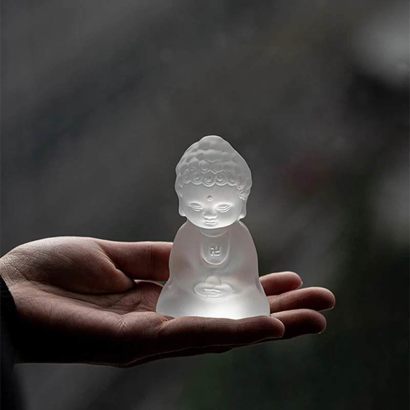 

Glass Zen Buddha small ornaments, Zen glass Buddha small statues, exquisite auspicious home decorations
