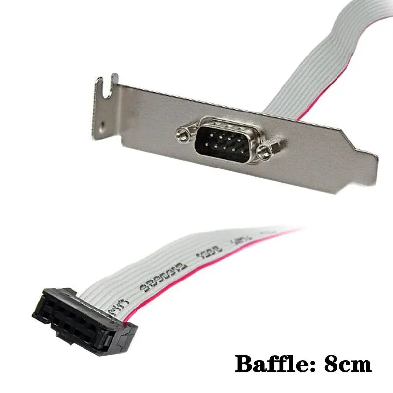 28cm RS232 Serial D-Sub DB9 9-Pin Male to IDC 10-Pin Female Ribbon Cable Half Height Full Height Bracket