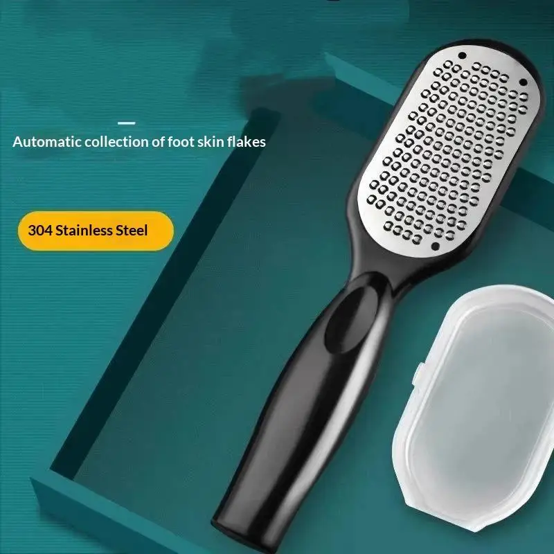 New 1Pcs Heavy-Duty Stainless Steel Painless Foot File & Remover With Splash Guard & Handle Suitable For Care Cracked Heels