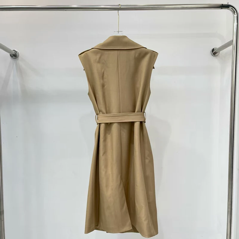 فستان نسائي مزدوج الصدر بكتف منسدل وحزام الخصر بدون أكمام فستان ماكسي عصري ثوب مسائي غير رسمي 2025 #2