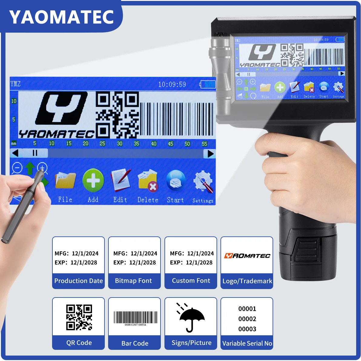 X0 12,7 мм многоязычный маркировочный термальный струйный картонный принтер с датой кода и номером логотипа и этикеткой с датой истечения срока годности