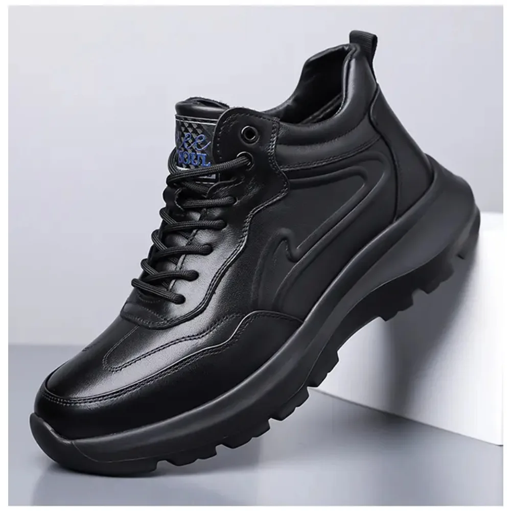 

2025 Autumn New Lightweight Men Casual Leather Sneakers Non-slip Breathable Male Outdoor Running Shoes Lace Up Soft Sport Shoes
