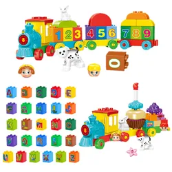 Larg Building Blocks My First Number Train Cake English Alphabet Mathematicl Calculation Large Particles Toddler Educatioal Toys