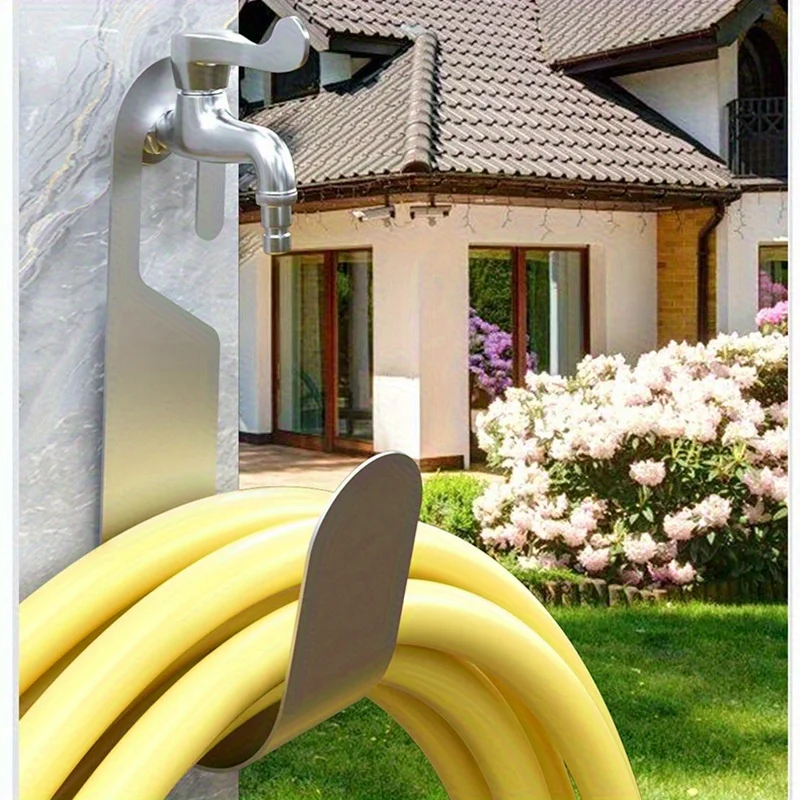 Heavy-Duty 201 Stainless Steel Faucet Bracket & Hose Storage Rack - Rust-Resistant Outdoor Wall-Mounted Hook for Garage, Car Was