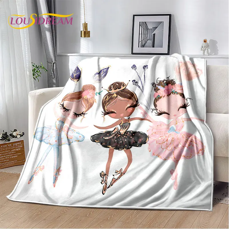 Cute Ballet Girl Ballerina Cartoon Soft Plush Blanket,Flannel Blanket Throw Blanket for Living Room Bedroom Bed Sofa Picnic Kids