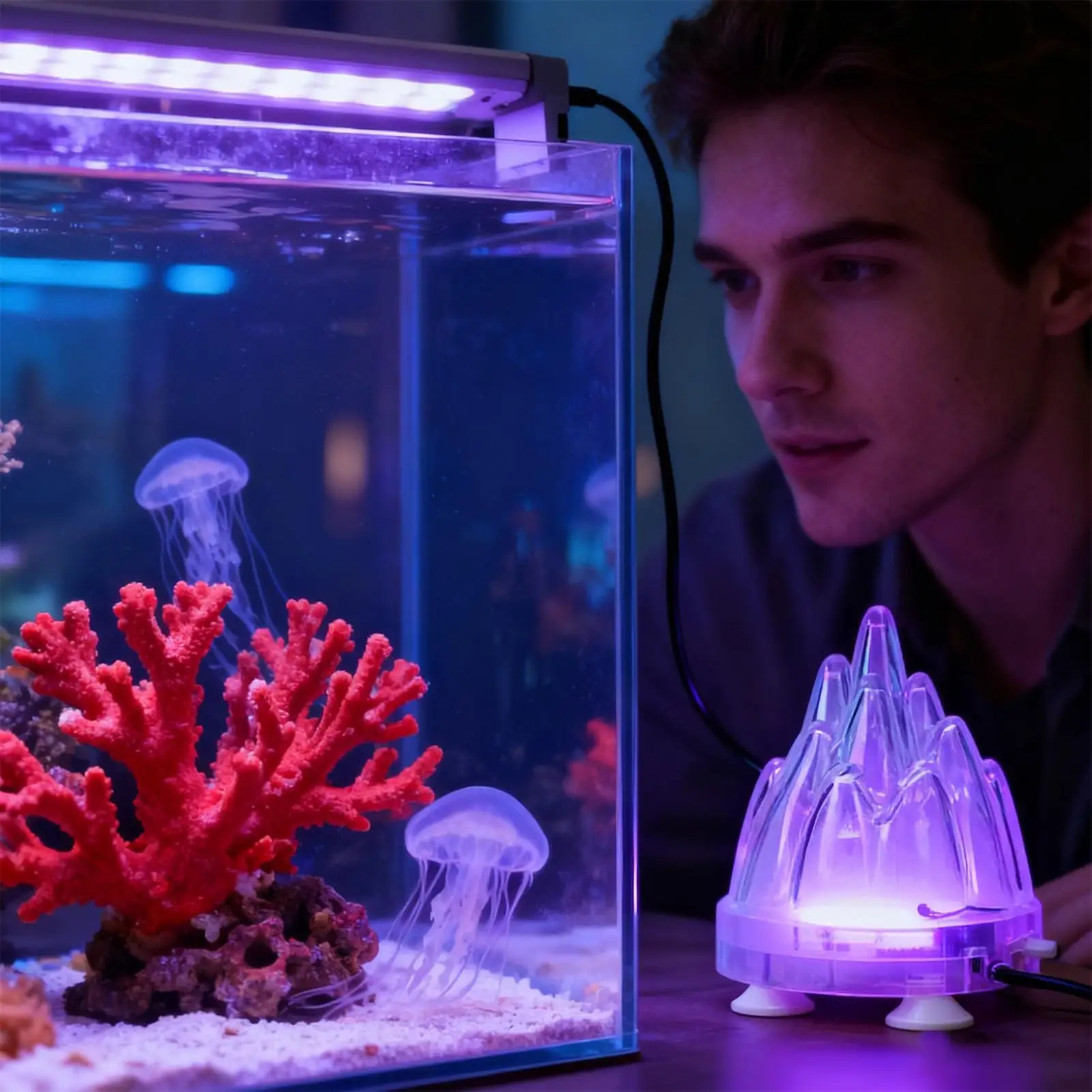 Aquarium Volcano Decoration Realistic LED Light Waterproof Volcano Bubble Stone For Fish Tank For Saltwater Freshwater Turtle