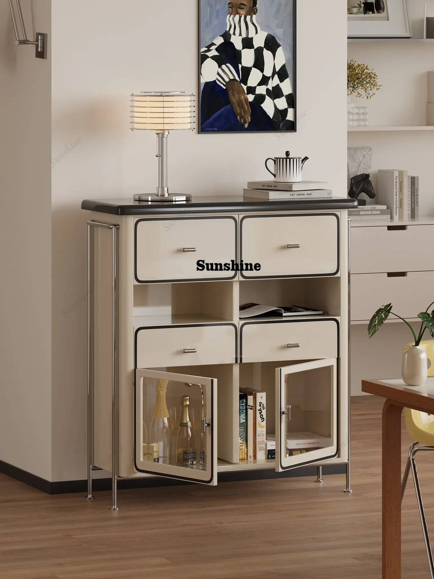 

Кремовый настенный шкаф для хранения вещей в гостиной, декоративный шкаф для дома FT