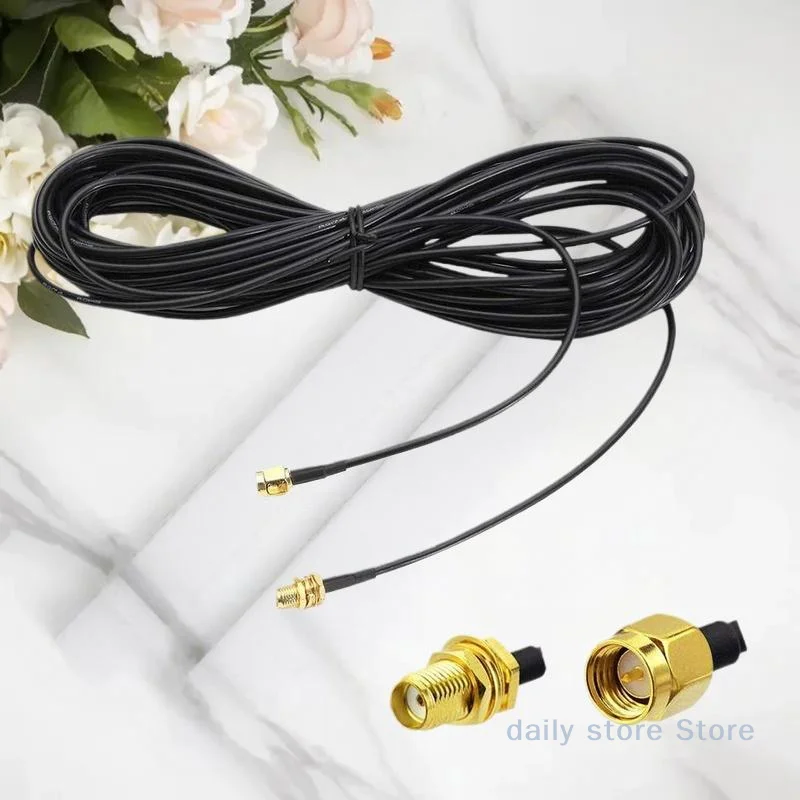 SMA to SMA Connection: 5m RF Copper Feeder Line, RG174 Router Antenna Extender Cable