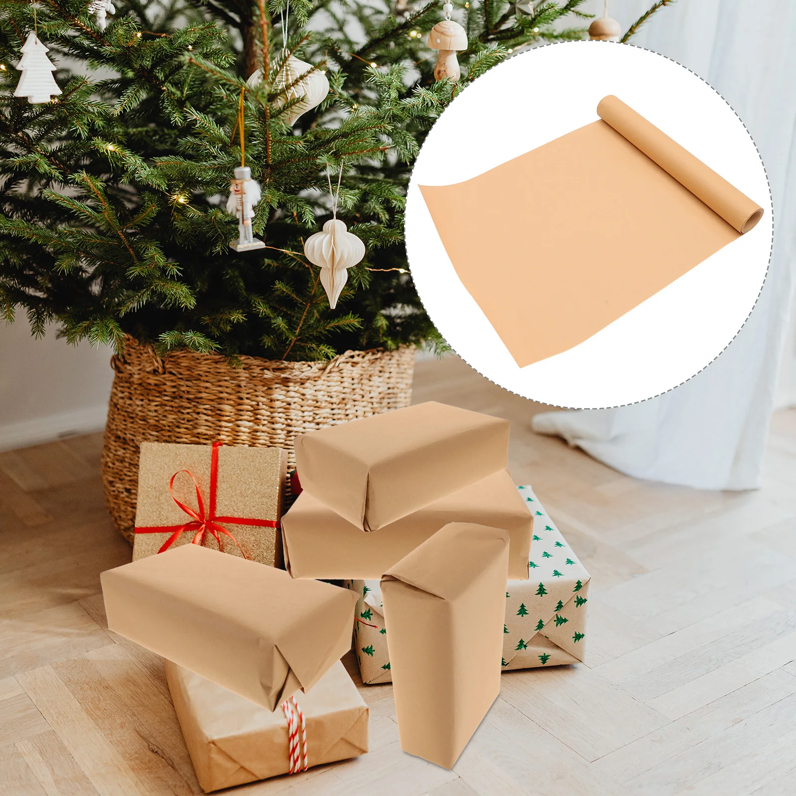 1 Roll Kraft Paper Roll Brown Wrapping Paper for Birthday Shower Wedding Gift Packing DIY Crafts Gift Wrapping