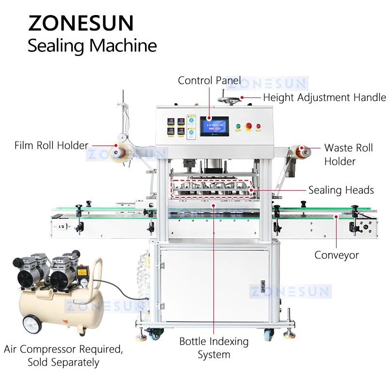 Zonesun ZS-FKR4T Aluminum Foil Sealing Equipment Plastic Film Bottle Sealing Machine Automatic Heat Sealer