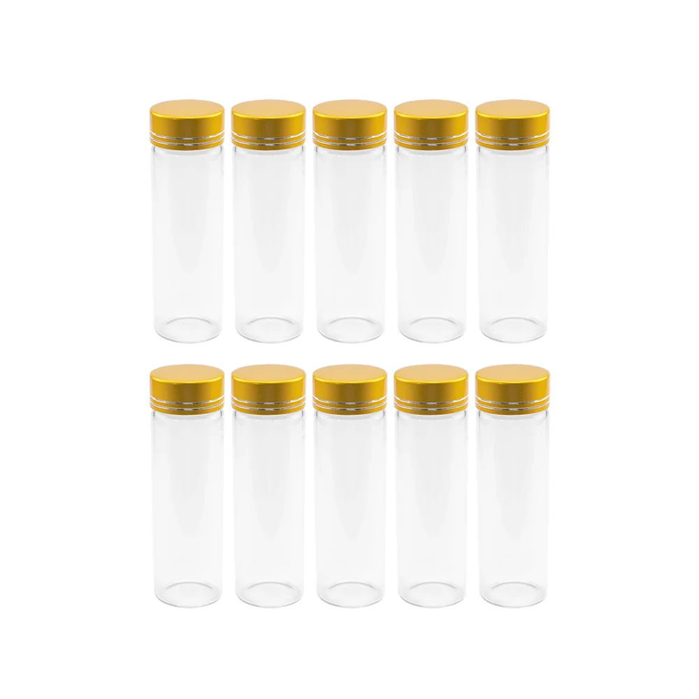 6pcs 70ml 37x90mm Glass Storage Bottles with Golden Screw Plastic 70cc Cap Seal Leakage Proof Food Grade High Quality Jars Vials