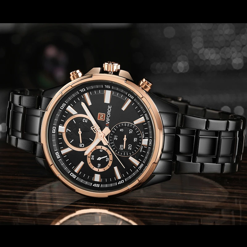 New Style Men‘s Quartz 24 Hours Date Clock Brand NAVIFORCE Men's Business Watches Man Full Stainless Steel Sports Package Gifts