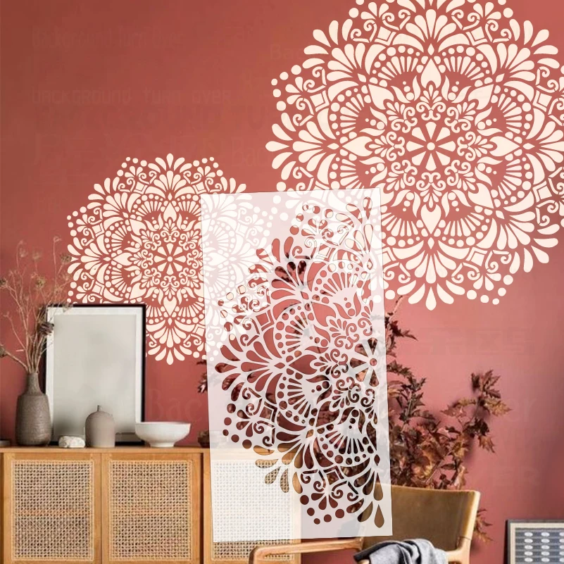 40cm - 80cm Stencil Decor Wall For Painting Template To Paint Decorative Decors Brick Rollers Target Round Flower Mandala S316