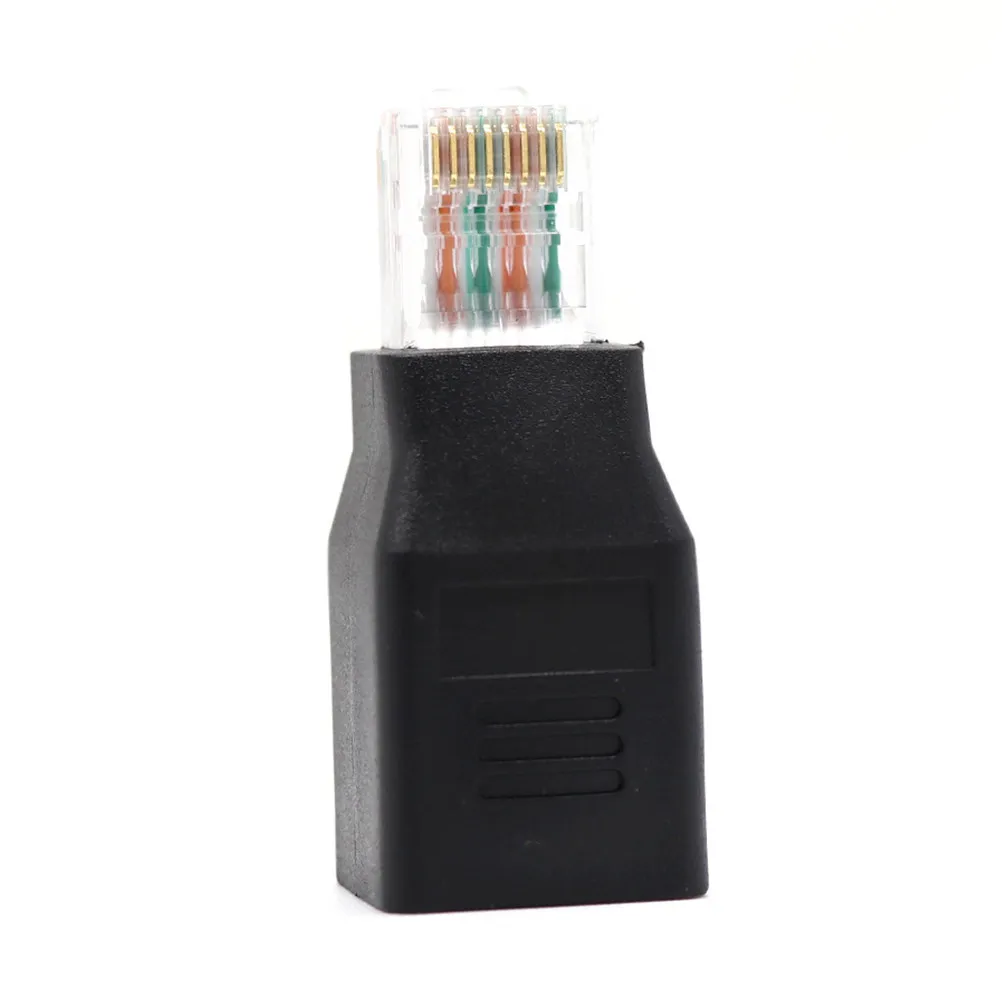 Rj45 Male to Female Network Cable Adapter Black Copper PVC Material Gold Plated Leads for Lan Crimp Connector Ends Plugs