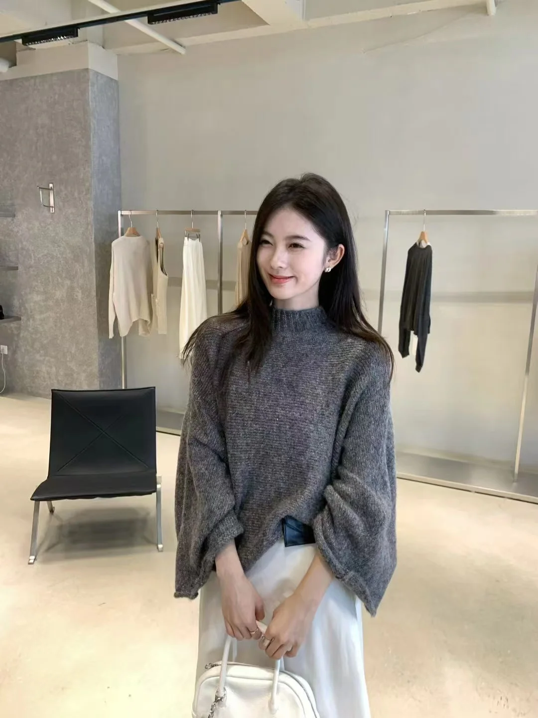 

Женский мягкий свободный шерстяной вязаный свитер Batwing Sve, осенний новый удобный теплый вязаный свитер с мясным покрытием