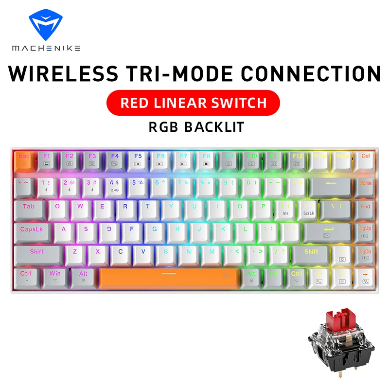 

Machenike K500A-B84 Mechanical Keyboard 75% TKL Hot-Swappable Tri-Mode Wireless Gaming Keyboard RGB 84 Keys For PC Gamers Laptop