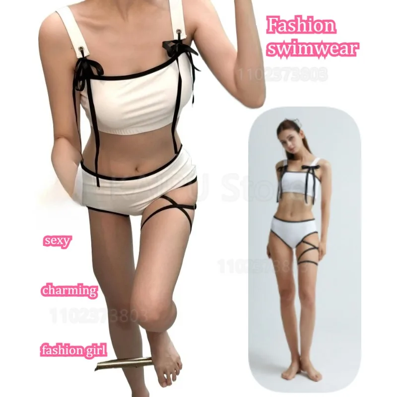 

2025 new split high-waisted tether to cover the belly and look thin, beach vacation hot spring swimsuit women 글리터 수영복