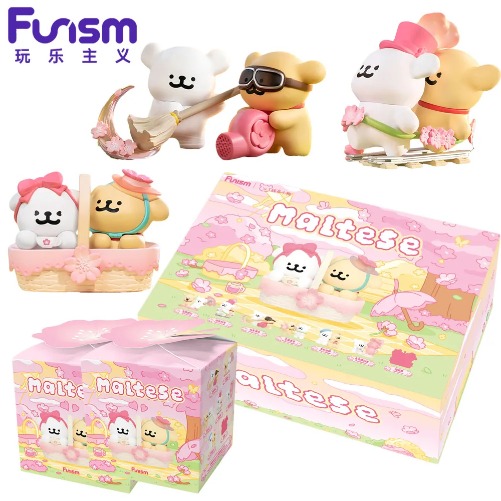 

New Original FUNISM Maltese Romantic Cherry Blossoms Series Blind Box Cute Designs Creative Puppy Collection Toys Holiday Gifts