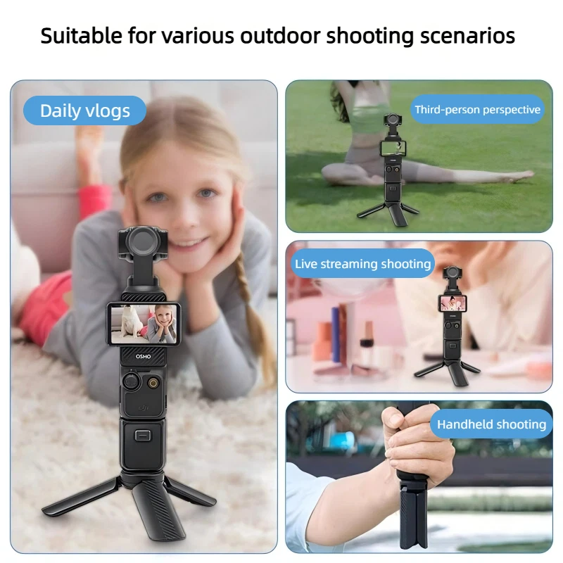 Mini Tripod Desktop Pocket Tripod Stand Portable 1/4 Screw Ultra-stable Non-slip For DJI Pocket 3 4 GoPro Phone Vlog Selfie Live
