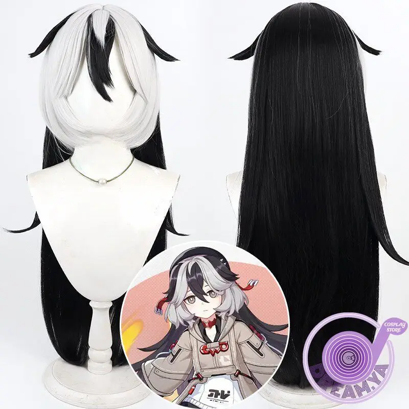 

Coralie Cosplay Wig Honkai Impact Black White Long Heat Resistant Synthetic Hair Halloween Party Role Play Carnival + Wig Cap