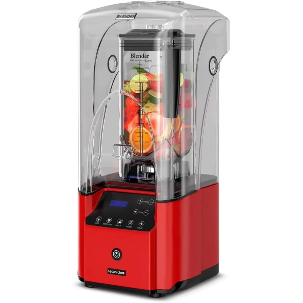 Commercial Quiet Shield Blender 2200W Professional Industrial Blenders Red 2.2L/ 74oz BPA-Free Pitcher for Ice Crushing