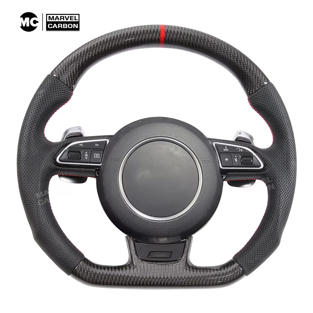 100% Real Carbon Fiber Steering Wheel for  Au-di S1、S3、S4、S5、S6、S7、S8、TTS、SQ5、SQ7  RS3、RS4、RS5、RS6、RS7、TTRS、RS Q3