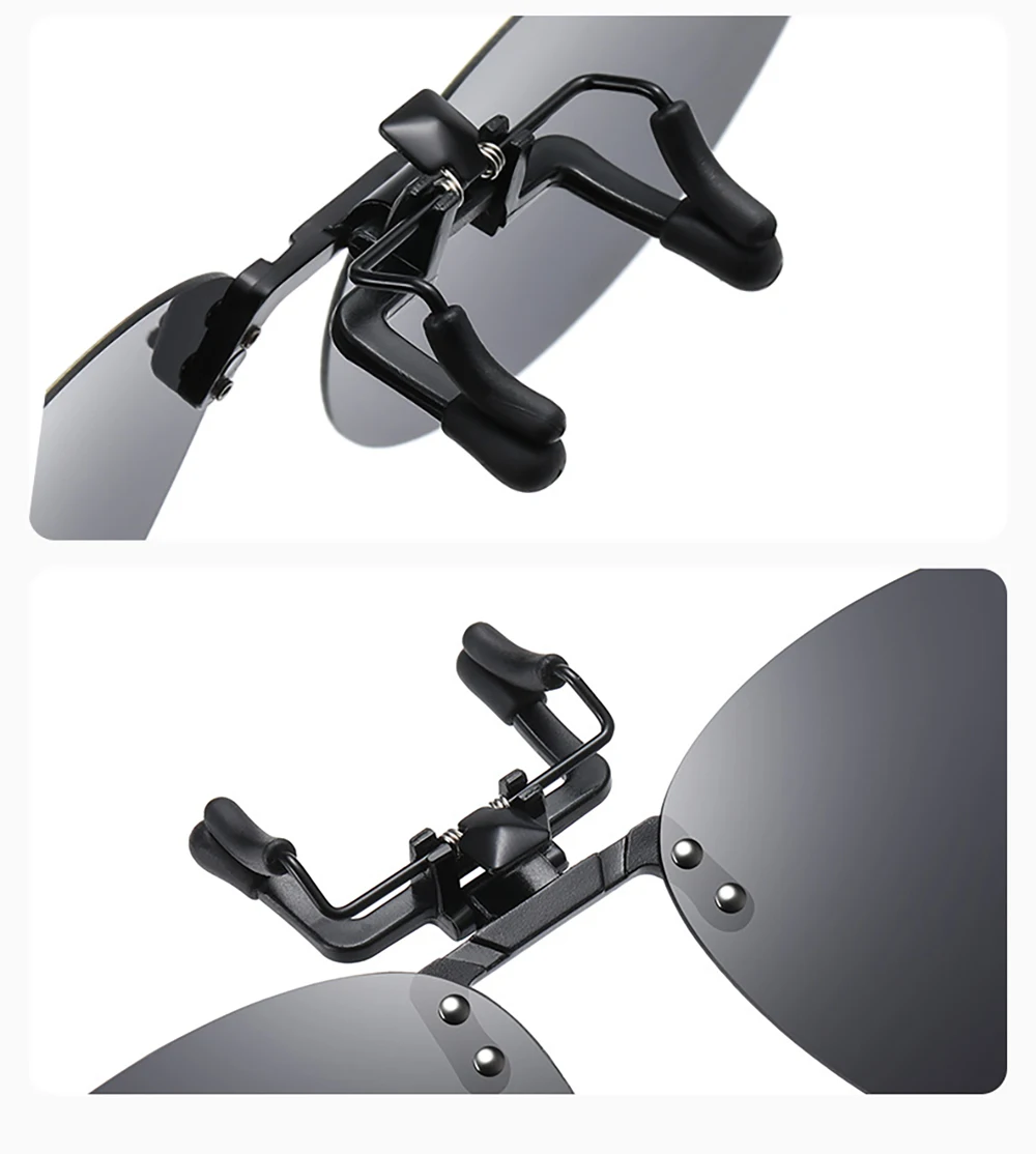 VIVIBEE Übergroße, hochklappbare Clip-On-Sonnenbrille, polarisierte, graue Verlaufsgläser, großer Rahmen, UV400, blendfrei, für Autofahren und Angeln – Detail 9