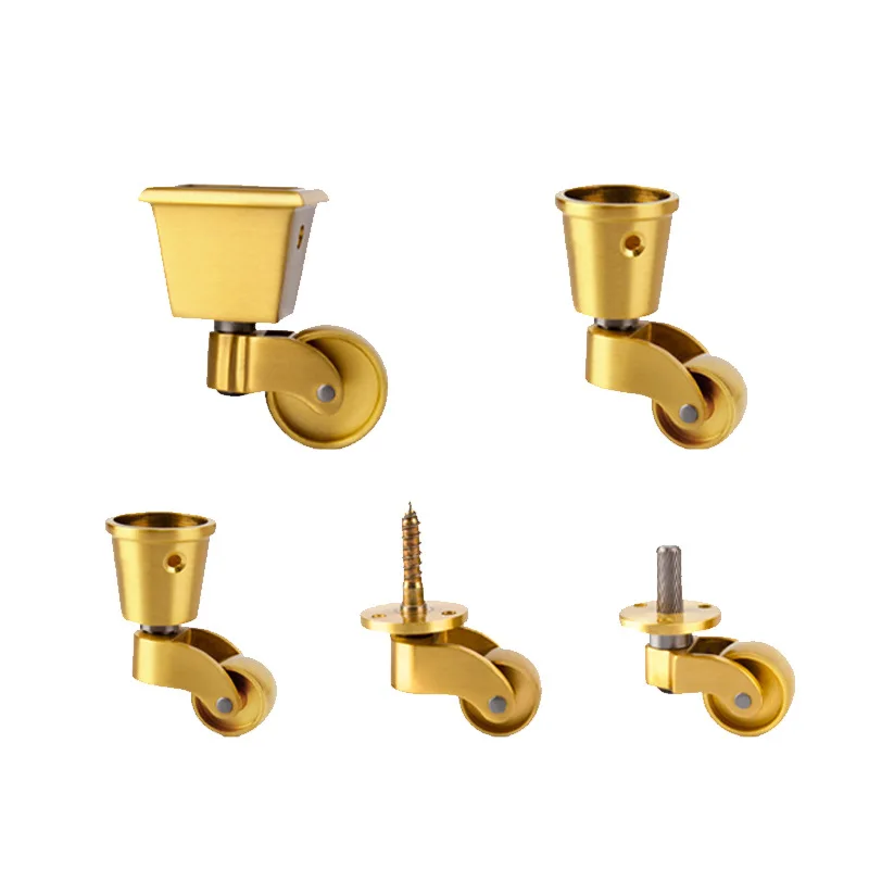 4PCS/Lot 32mm Brass Casters Heavy Duty amp; Safe for All Floors, Gold Polished Finish Casters Wheels for Chairs/Tables/Furniture