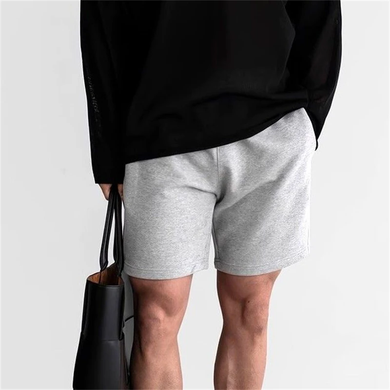 Calção esportivo de três pontos masculino, calça casual simples de praia, calça da moda, alta qualidade, nova, verão