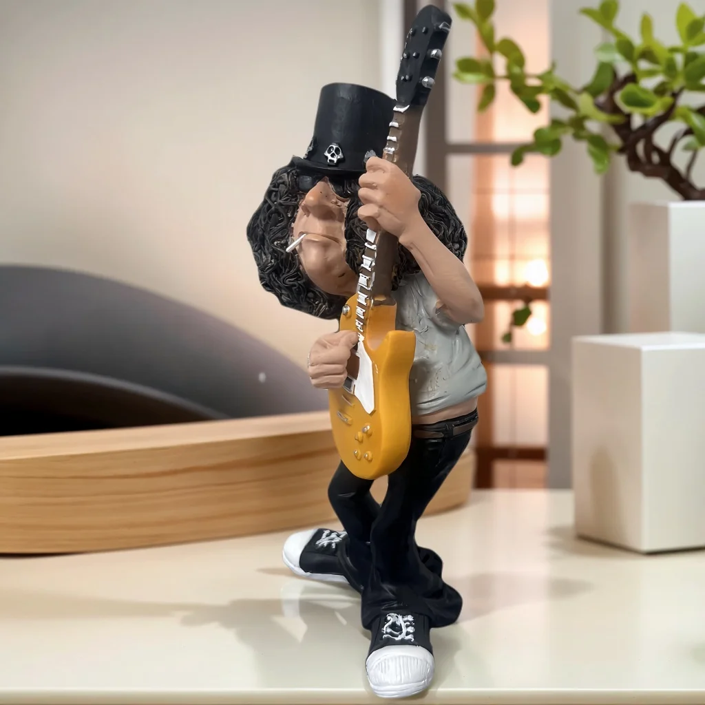 Resin Rock Star Figure Decorative Item Perfect Gift Choice Collectible Rock Musician Sculpture for Home Decor