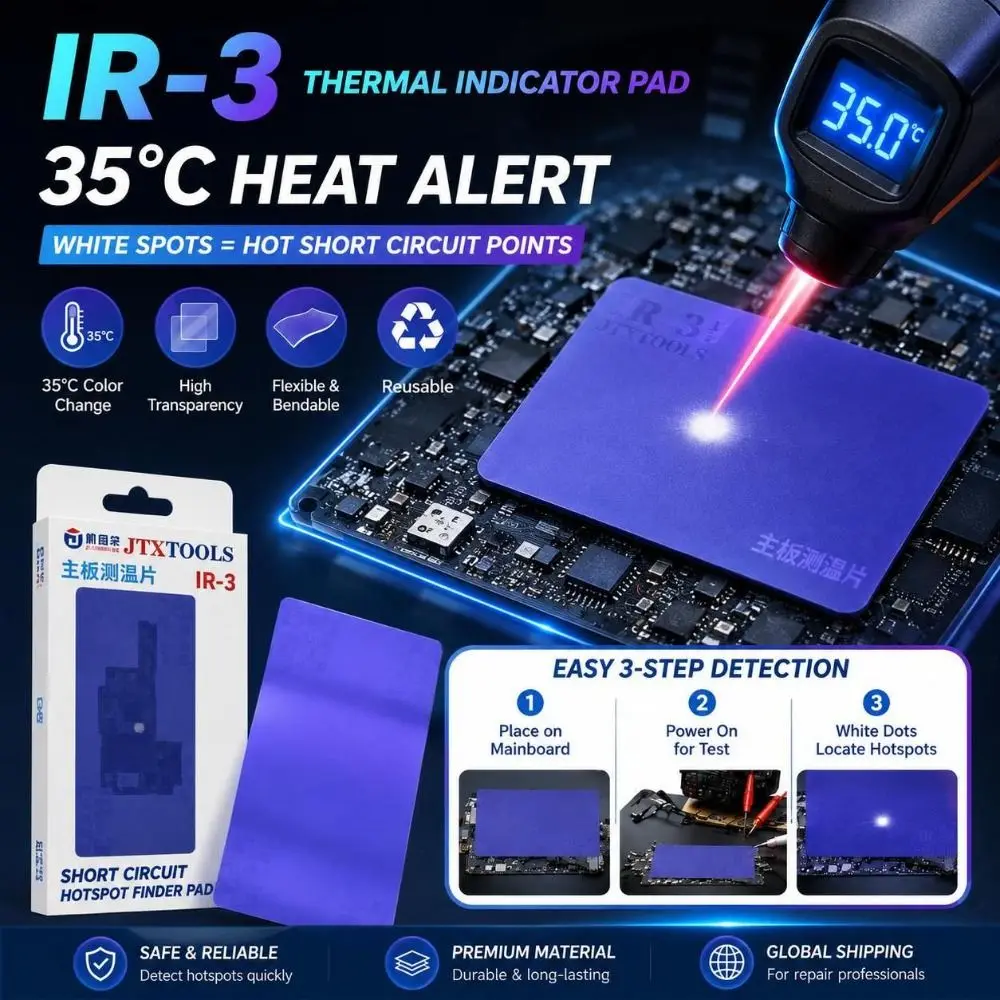 IR‑3 Short-Circuit Finder Pad Silicone 35℃ Color Change Motherboard Short Circuit Fault Test Pad Reusable Instant Locate