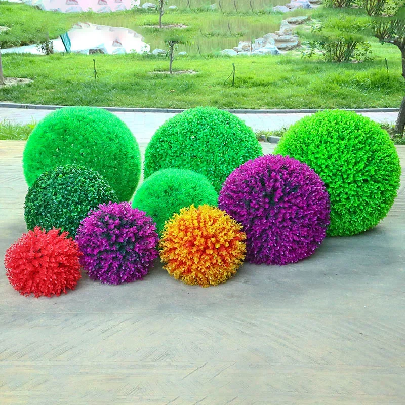 

Green Artificial Grass Ball Home Garden Outdoor Wedding Party Decoration Hanging Fake Grass Ball Red Yellow Purple Grass Balls