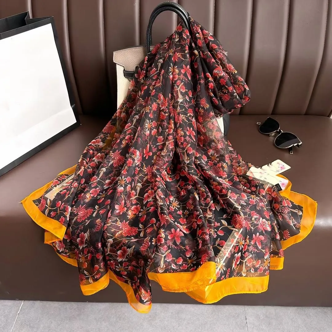 180*135cm Luxury Brand Summer Female Pareo Beach Scarf Women Sunscreen Outdoor Shawl Wrap Chiffon Soft Large Bandanna Foulard