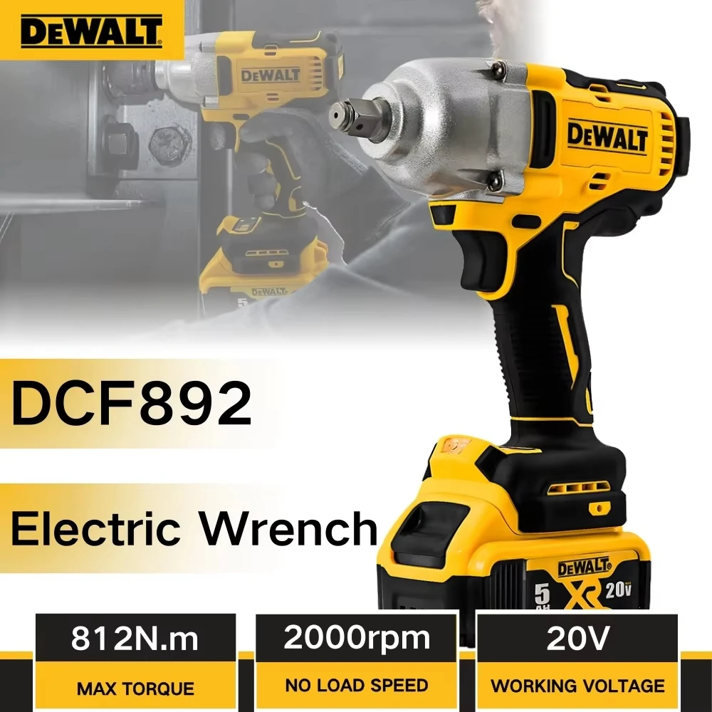 Dewalt DCF892 1/2 Inch Brushless Electric Wrench 812N.m Cordless Impact Driver High Torque Three Speed Auto Repair Power Tools