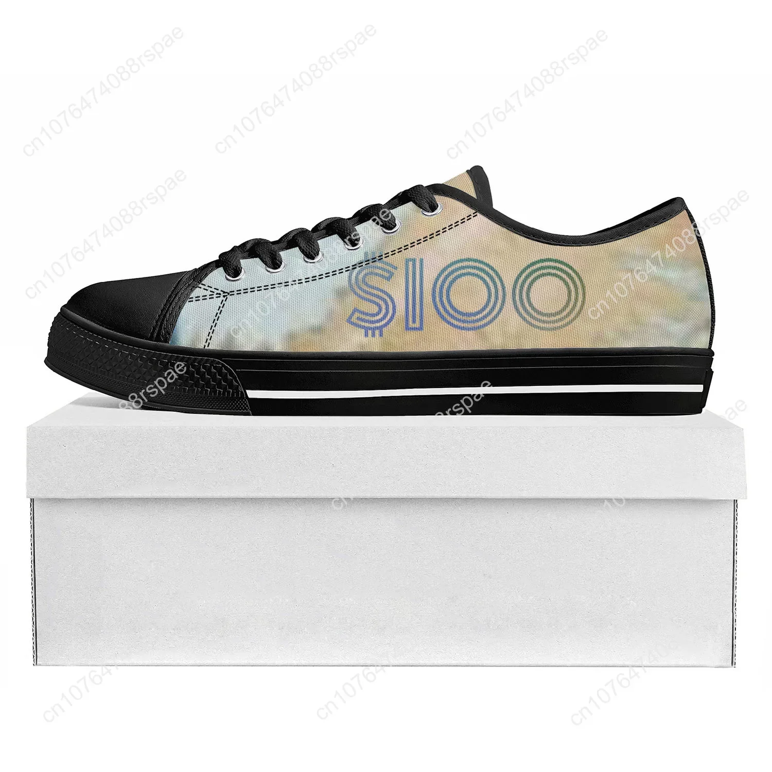 Dollar Bedrukt Lage Top Hoge Kwaliteit Sneakers Heren Dames Tiener Canvas Sneaker Prode Casual Paar Schoenen Custom Schoen Zwart