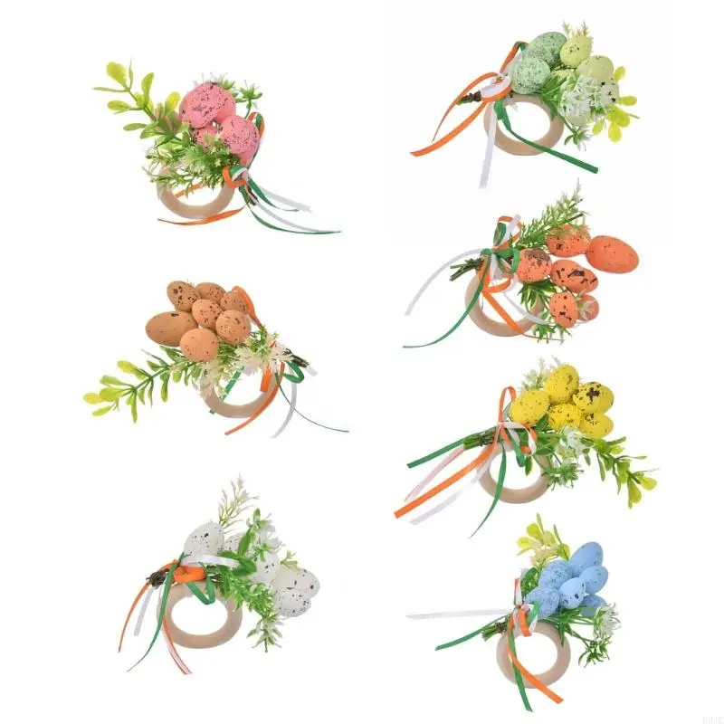 

R9JC Set Of 6 User Friendly Easters Napkin Rings Easters Eggs Napkin Holders Accessories Add Charm To Any Table